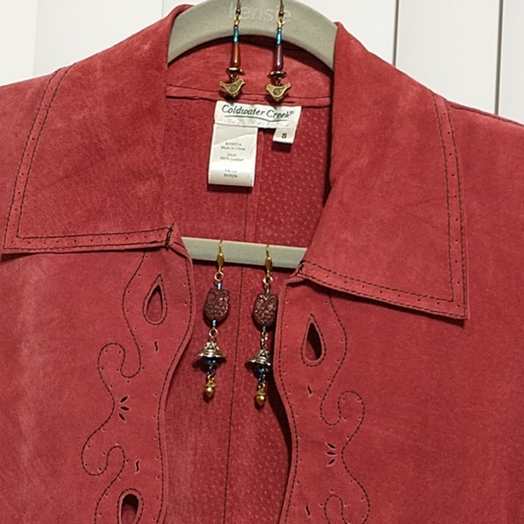 Coldwater Creek Suede Leather Vest Rust Womens Autumn Genuine Soft 100% Small - Picture 3 of 15